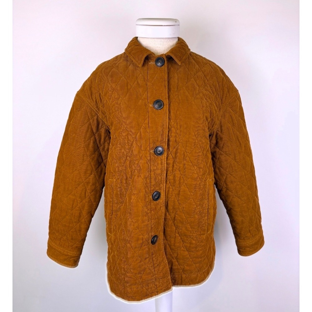 Madewell Quilted Walton Corduroy  Shirt Jacket Brown Orange M Chore Primaloftll